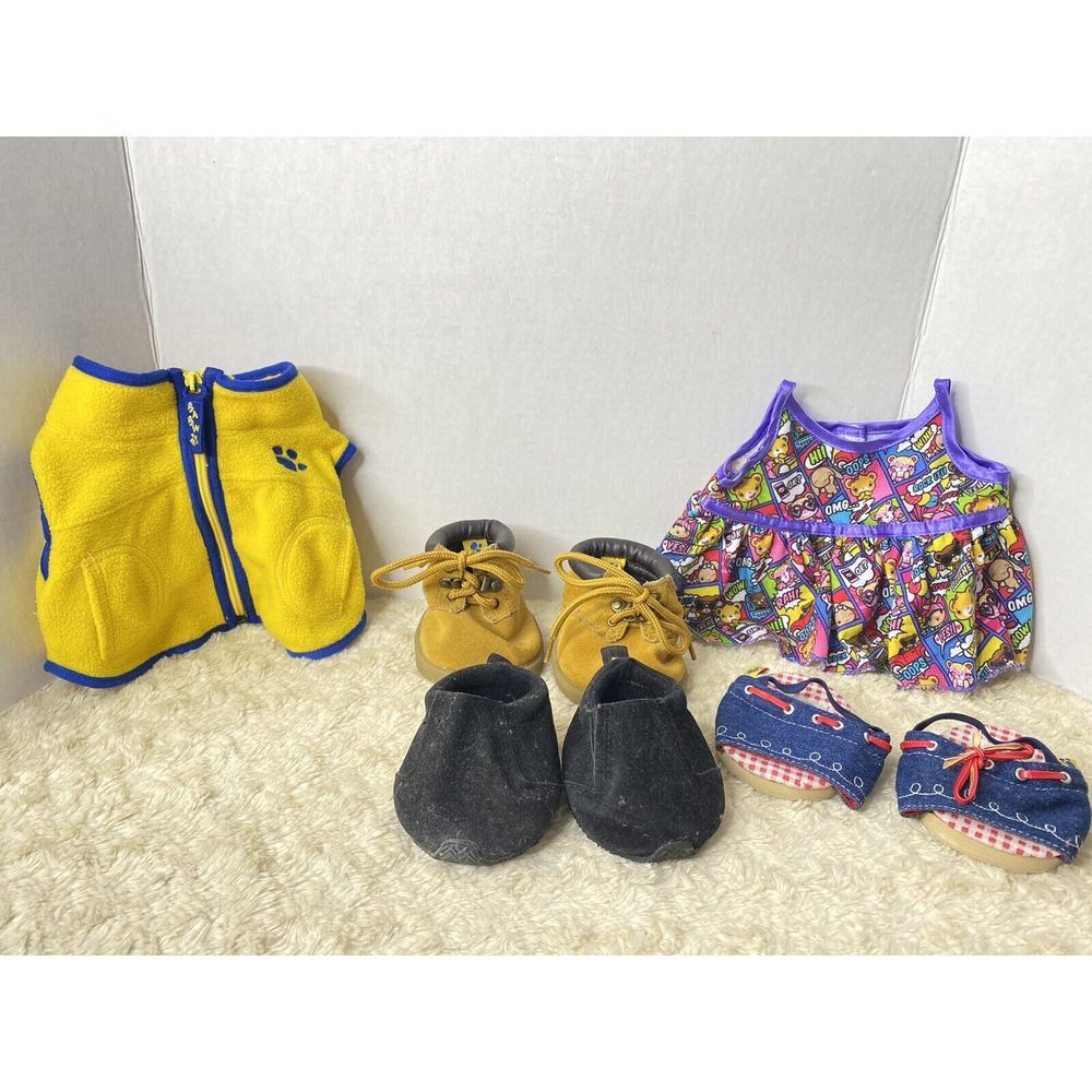 Build A Bear Clothes and‎ Shoes Jacket Dress 3 Pairs of Shoes EUC Plush HG3